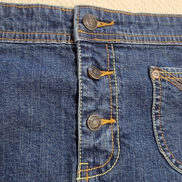 Vintage Old Navy Y2K Ultra Low Waist Denim Mini Jeans Skirt Size 14 - Picture 4 of 13